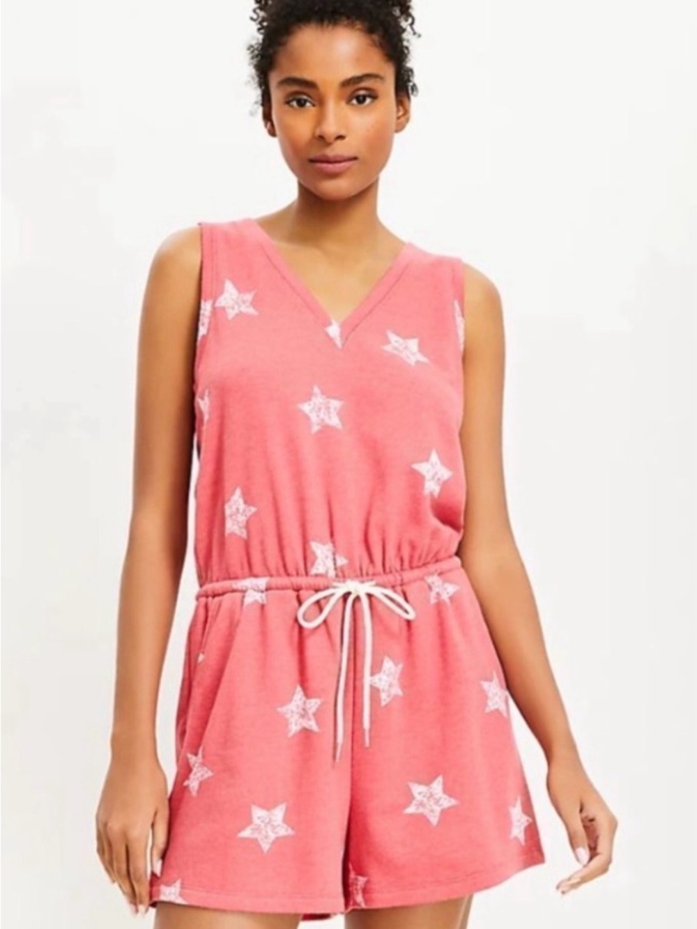 Lou & Gray Sleeveless Drawstring Romper - Coral Pink - Picture 3 of 6